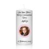 Communion Photo Candle Pink Round Frame