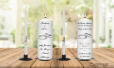 Wedding Unity Candle Set and Remembrance Candle Silver Ring with Diamond