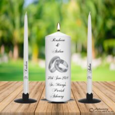 Silver Ring Wedding Unity Candle Set