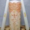 Lace Wedding Unity Candle Set Peach and Strawberry