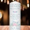 Wedding Remembrance Candle Teal and Pink Rose