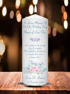 Wedding Remembrance Candle Teal and Pink Rose