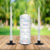 Wedding Unity Candle Set Teal and Pink Rose